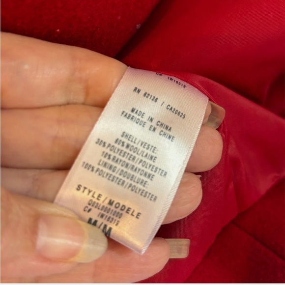 Guess Womens Double Breasted Wool Blend Peacoat Coat Jacket M Red Preppy College - Picture 7 of 7
